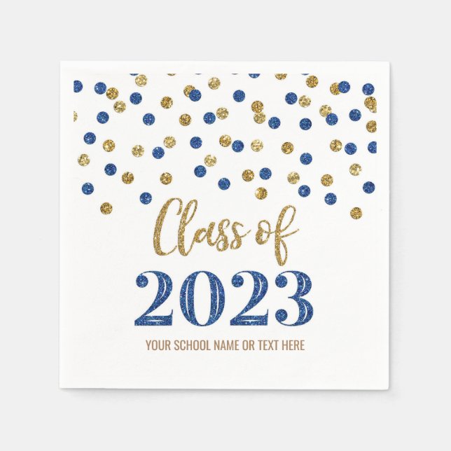 Blue Gold Confetti-Klasse 2023 Serviette (Vorderseite)