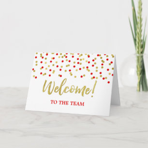 Blue Gold Confetti Mitarbeiter Willkommen im Team Karte