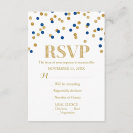 Blue Gold Confetti Wedding RSVP Cards Karte