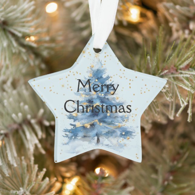 Blue Gold Confetti Weihnachtsbaum Ornament (Baum)