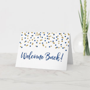 Blue Gold Confetti Welcome Back Card Karte