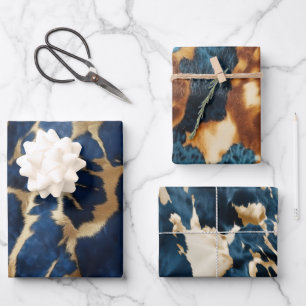 Blue Gold Cowhide Geschenkpapier Set