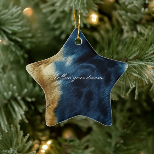 Blue Gold Cowhide Keramik Ornament (Baum)