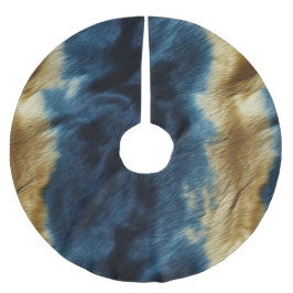 Blue Gold Cowhide Polyester Weihnachtsbaumdecke