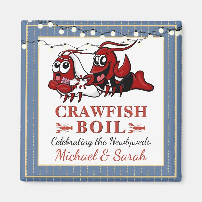 Blue Gold Crawfish Boil Neu verheiratet oder Verlo Magnet (Vorne)