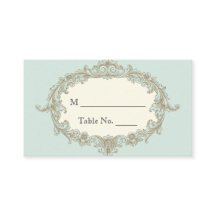 Blue Gold Cream Vintage Frame Wedding Platzkarten