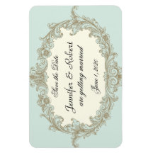 Blue Gold Cream Vintage Hochzeit Save the Date