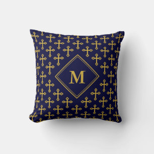 Blue Gold CROSS Monogram Kissen