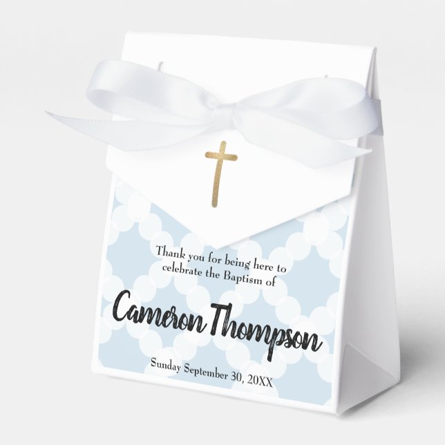 Blue Gold Cross Personalisiert Baby Boy Taufe Geschenkschachtel (Vorderseite)