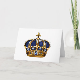 Blue Gold Crown Note Card Karte
