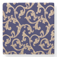 Blue Gold Damask Stone Untersetzer