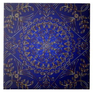 Blue Gold Decoration Keramik Tile Fliese