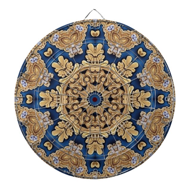 Blue Gold Decorative Dartboard Dartscheibe (vorne)