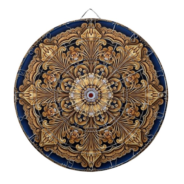 Blue Gold Decorative Dartboard Dartscheibe (vorne)