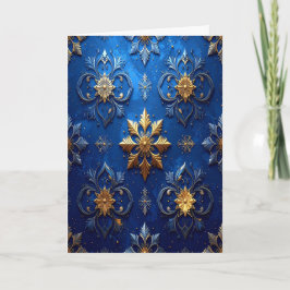 Blue Gold Decorative Holiday Card Karte