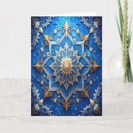 Blue Gold Decorative Holiday Card Karte