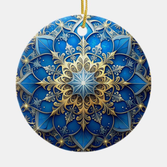 Blue Gold Decorative Holiday Ornament (Vorne)