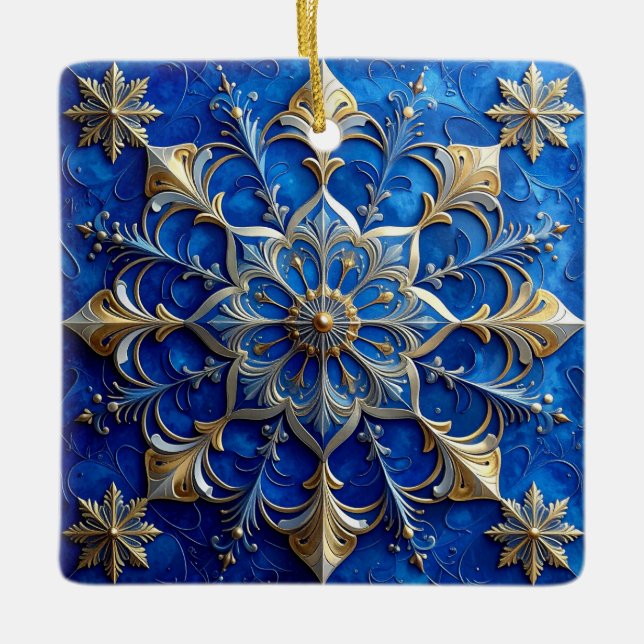 Blue Gold Decorative Holiday Ornament (Vorderseite)
