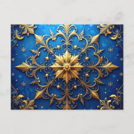 Blue Gold Decorative Holiday Postcard Postkarte