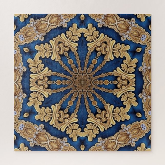 Blue Gold Decorative Jigsaw Puzzle (Vertikal)