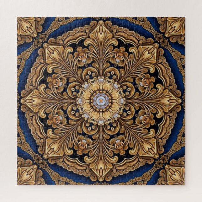 Blue Gold Decorative Jigsaw Puzzle (Vertikal)
