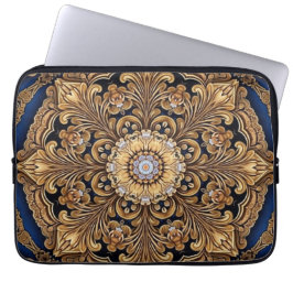 Blue Gold Decorative Laptop Sleeve