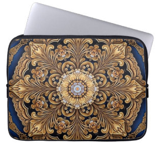 Blue Gold Decorative Laptop Sleeve