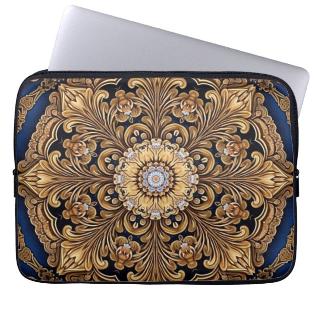 Blue Gold Decorative Laptop Sleeve (Vorderseite)