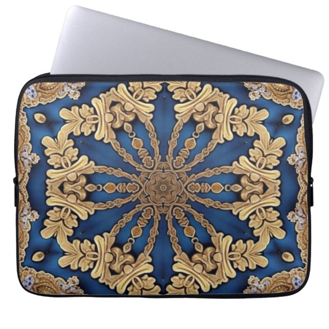 Blue Gold Decorative Laptop Sleeve (Vorderseite)