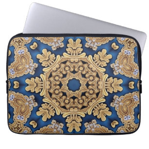 Blue Gold Decorative Laptop Sleeve