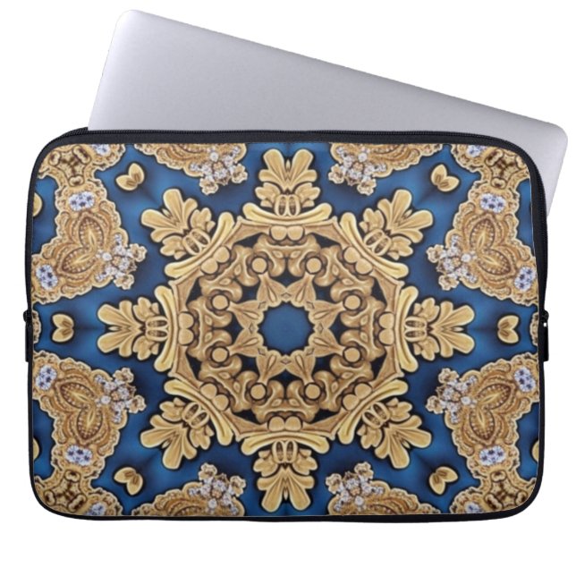 Blue Gold Decorative Laptop Sleeve (Vorderseite)