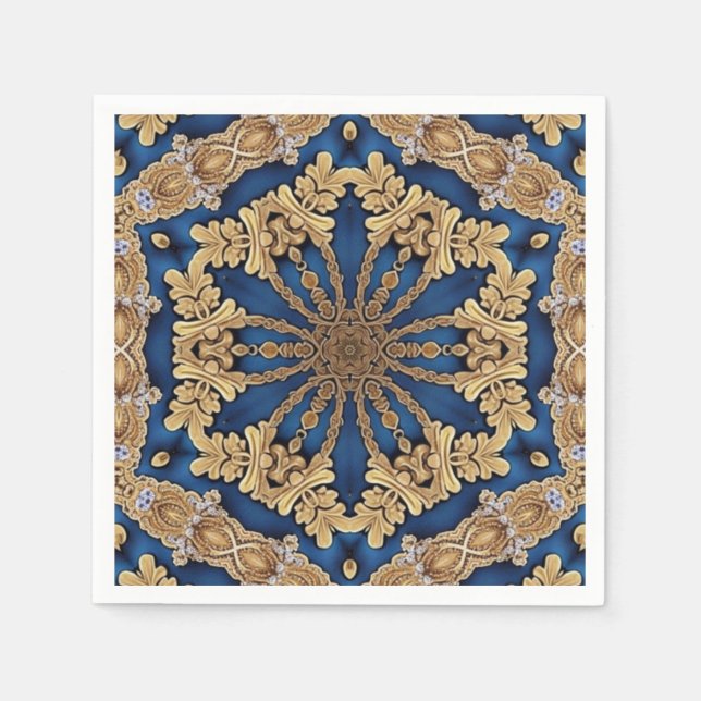 Blue Gold Decorative Napkins Serviette (Vorderseite)
