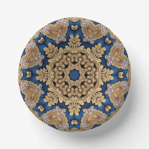 Blue Gold Decorative Paper Bowls Pappteller