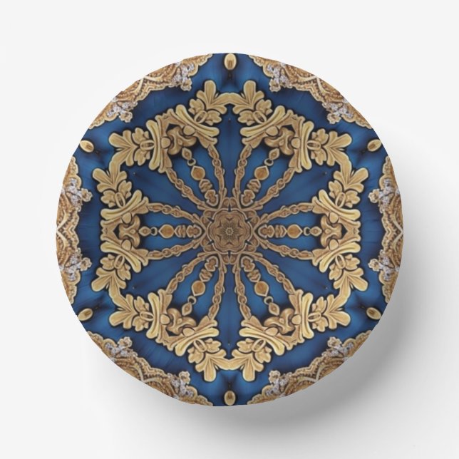 Blue Gold Decorative Paper Bowls Pappteller (Vorderseite)