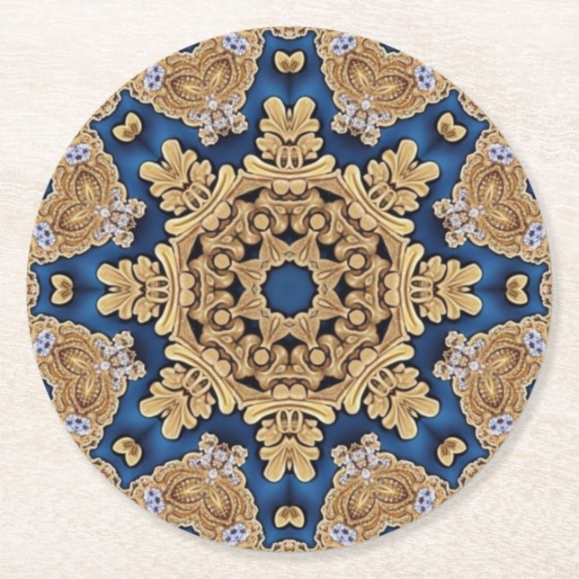 Blue Gold Decorative Paper Untersetzer (Vorderseite)