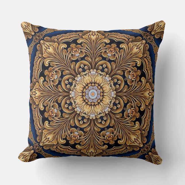 Blue Gold Decorative Throw Kissen (Vorderseite)