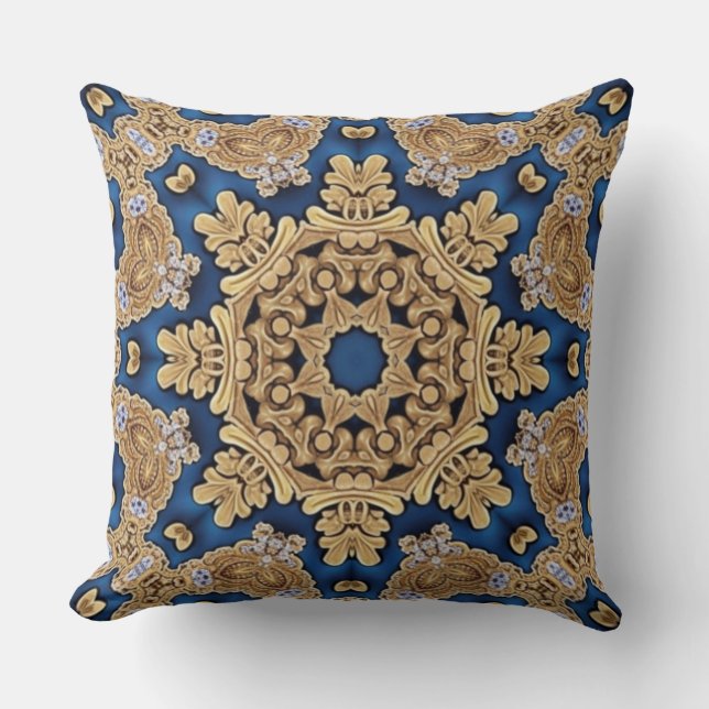 Blue Gold Decorative Throw Kissen (Vorderseite)