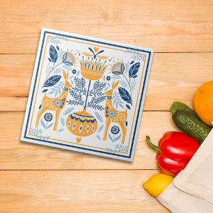 Blue Gold Deer Hygge Muster Fliese