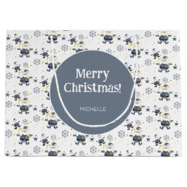 Blue Gold Denim Christmas Santa Personalisiert Große Geschenktüte