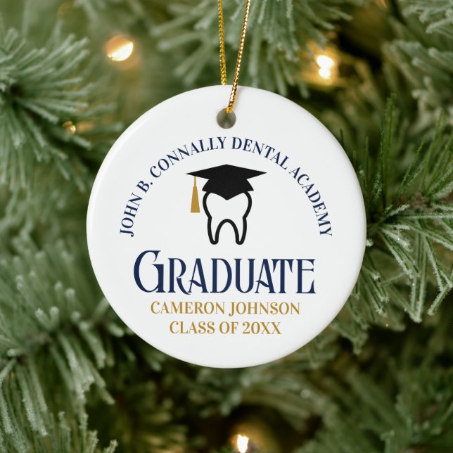 Blue Gold Dental School Abschluss Weihnachten Keramik Ornament (Baum)