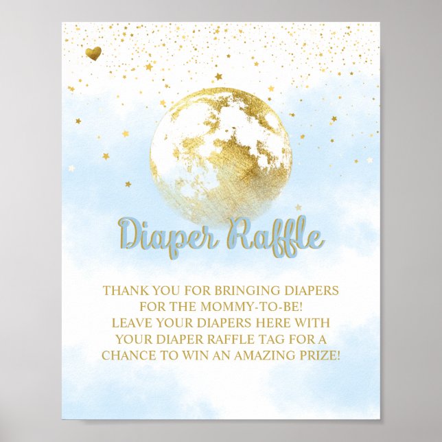 Blue Gold Diaper Raffle Baby Duschzeichen Poster (Vorne)