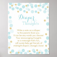 Blue Gold Dots Baby Dusche Windeln Gedanken signie