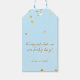 Blue & Gold Dots Moderne schicke Geschenkmarke Geschenkanhänger