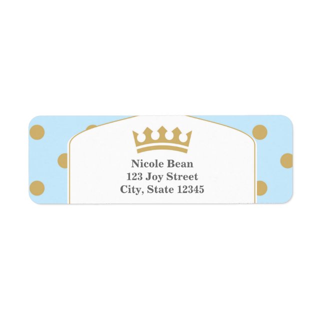 Blue & Gold Dots Royal Crown Prince Address Labels (Vorne)