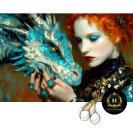 Blue & Gold Dragon Fantasy Decoupage Seidenpapier