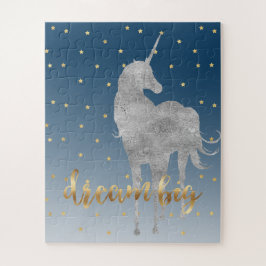 Blue Gold Dream Stars Unicorn Puzzle