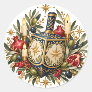 Blue & Gold Dreidel Olive Garden Weihnachtsaufkleb Runder Aufkleber
