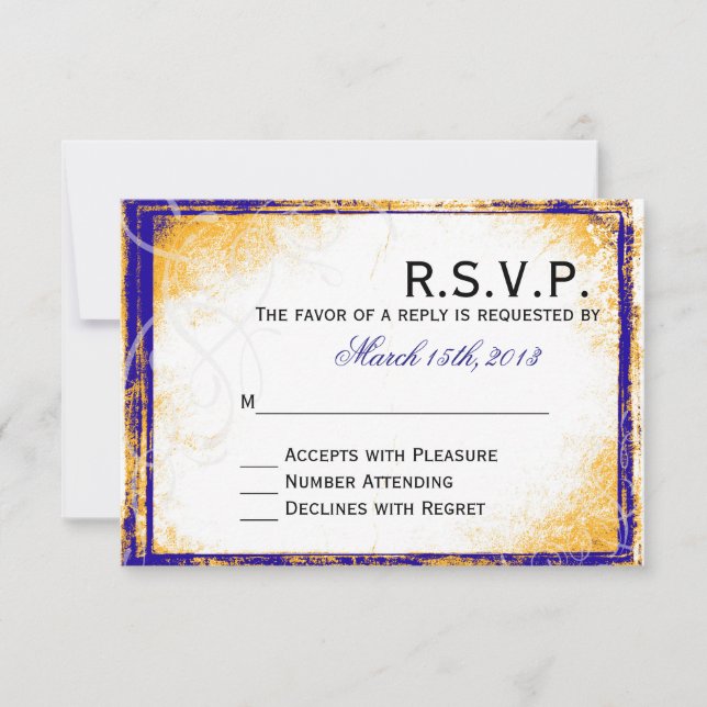 Blue & Gold Elegance - RSVP-Karte RSVP Karte (Vorderseite)