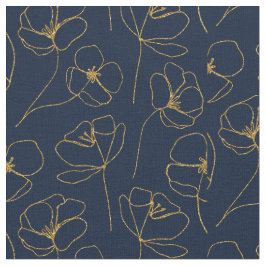 Blue Gold Elegant Fabric Crafting Pattern Stoff