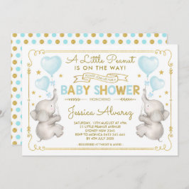Blue Gold Elephant Baby Shower Boy Jungle Einladun Einladung